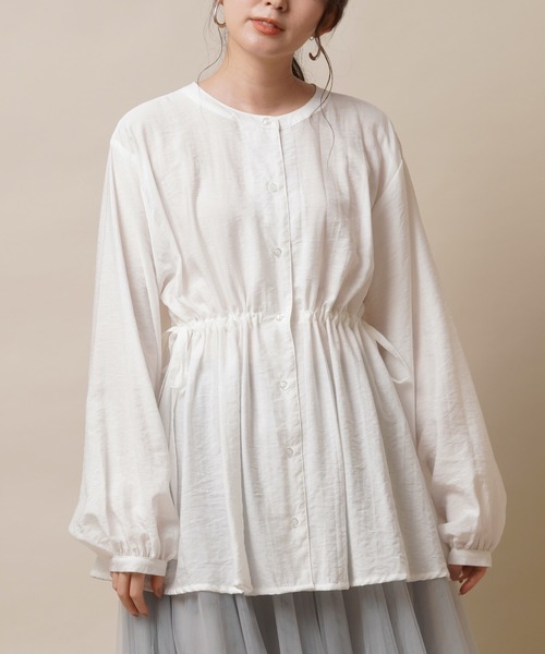 rps（アールピーエス）の「ウエストドロストバンドカラーブラウス（シャツ/ブラウス・レディース・ブラック/オフホワイト/ピンク・M）」の2枚目の写真