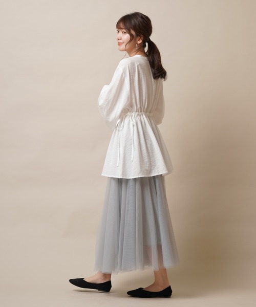 rps（アールピーエス）の「ウエストドロストバンドカラーブラウス（シャツ/ブラウス・レディース・ブラック/オフホワイト/ピンク・M）」の6枚目の写真