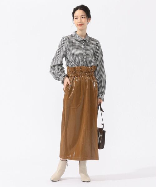 SHIPS(シップス)の「ソリッドギンガムフリルシャツ◇(シャツ/ブラウス・レディース・ブラック/ライトホワイト・ONE SIZE)」の20枚目の写真