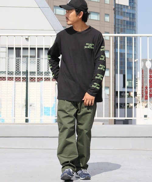 THRASHER(スラッシャー)の「THRASHER/スラッシャー SK8&DESTROY THERMAL L/S T-SHIRT ワッフル ロンT(Tシャツ/カットソー・メンズ・ベージュ/ブラック×グリーン/カーキ・M/XL/L)」の6枚目の写真