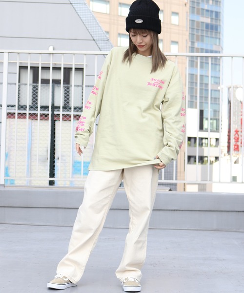 THRASHER(スラッシャー)の「THRASHER/スラッシャー SK8&DESTROY THERMAL L/S T-SHIRT ワッフル ロンT(Tシャツ/カットソー・メンズ・ベージュ/ブラック×グリーン/カーキ・M/XL/L)」の7枚目の写真