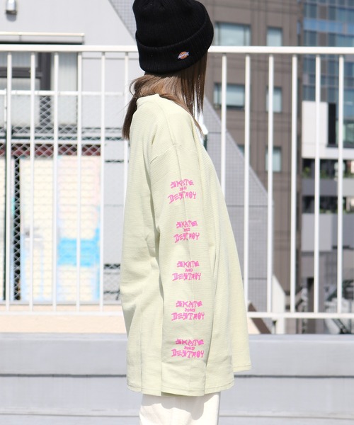 THRASHER(スラッシャー)の「THRASHER/スラッシャー SK8&DESTROY THERMAL L/S T-SHIRT ワッフル ロンT(Tシャツ/カットソー・メンズ・ベージュ/ブラック×グリーン/カーキ・M/XL/L)」の4枚目の写真