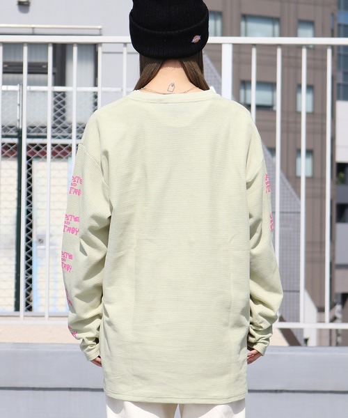 THRASHER(スラッシャー)の「THRASHER/スラッシャー SK8&DESTROY THERMAL L/S T-SHIRT ワッフル ロンT(Tシャツ/カットソー・メンズ・ベージュ/ブラック×グリーン/カーキ・M/XL/L)」の5枚目の写真
