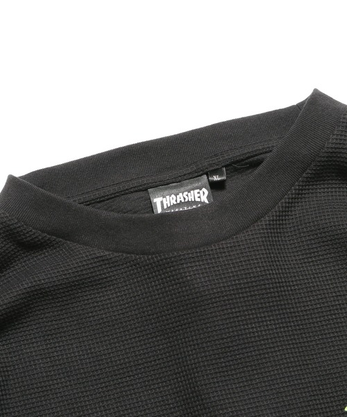 THRASHER(スラッシャー)の「THRASHER/スラッシャー SK8&DESTROY THERMAL L/S T-SHIRT ワッフル ロンT(Tシャツ/カットソー・メンズ・ベージュ/ブラック×グリーン/カーキ・M/XL/L)」の8枚目の写真
