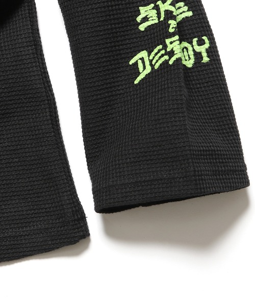 THRASHER(スラッシャー)の「THRASHER/スラッシャー SK8&DESTROY THERMAL L/S T-SHIRT ワッフル ロンT(Tシャツ/カットソー・メンズ・ベージュ/ブラック×グリーン/カーキ・M/XL/L)」の10枚目の写真