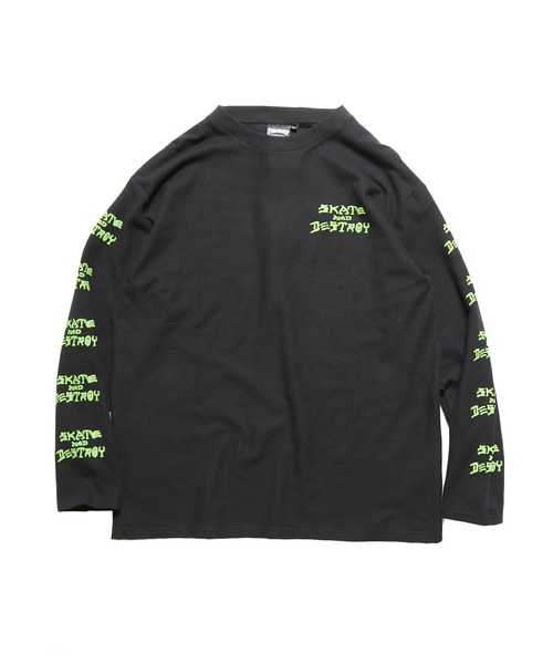 THRASHER(スラッシャー)の「THRASHER/スラッシャー SK8&DESTROY THERMAL L/S T-SHIRT ワッフル ロンT(Tシャツ/カットソー・メンズ・ベージュ/ブラック×グリーン/カーキ・M/XL/L)」の20枚目の写真