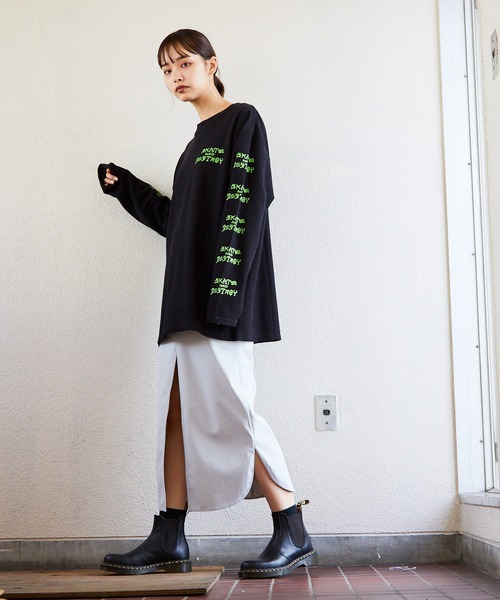 THRASHER(スラッシャー)の「THRASHER/スラッシャー SK8&DESTROY THERMAL L/S T-SHIRT ワッフル ロンT(Tシャツ/カットソー・メンズ・ベージュ/ブラック×グリーン/カーキ・M/XL/L)」の13枚目の写真