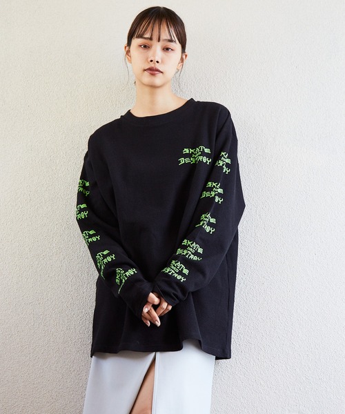 THRASHER(スラッシャー)の「THRASHER/スラッシャー SK8&DESTROY THERMAL L/S T-SHIRT ワッフル ロンT(Tシャツ/カットソー・メンズ・ベージュ/ブラック×グリーン/カーキ・M/XL/L)」の18枚目の写真