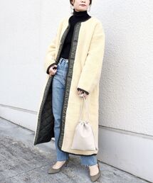 LAVENHAM | LAVENHAM:SHERPA LONG COAT(ノーカラーコート)