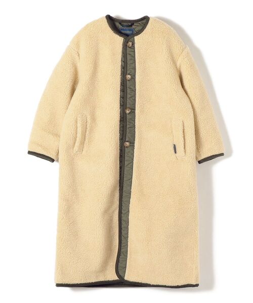 LAVENHAM(ラベンハム)の「LAVENHAM:SHERPA LONG COAT(ノーカラーコート・レディース・オフホワイト・36)」の4枚目の写真