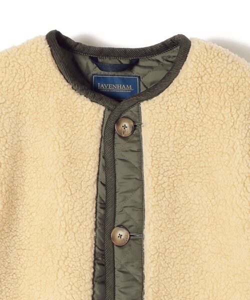 LAVENHAM(ラベンハム)の「LAVENHAM:SHERPA LONG COAT(ノーカラーコート・レディース・オフホワイト・36)」の3枚目の写真
