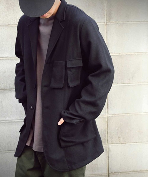 antiqua(アンティカ)の「大人の遊び心くすぐる♪フラップポケットジャケット(テーラードジャケット・メンズ・カーキ/ブラック・FREE)」の6枚目の写真