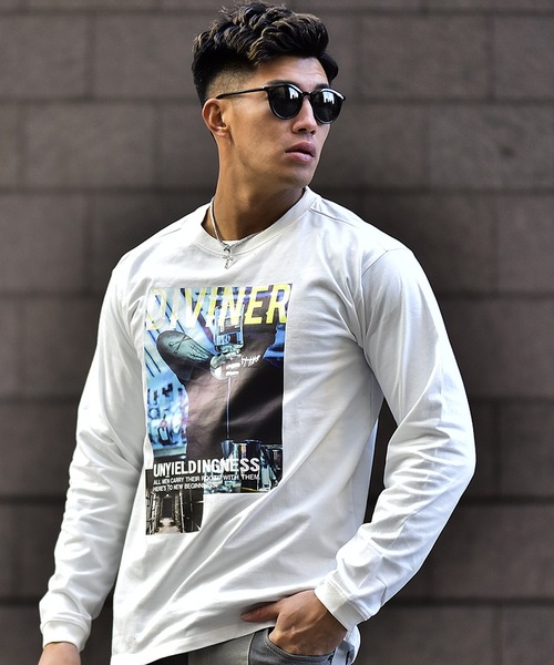 Diviner ディヴァイナー の 21新作 Diviner フォトプリント長袖tシャツ ロンt メンズ ストリート ブランド Tシャツ カットソー Wear