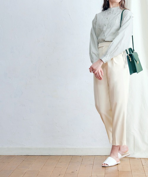 PURIL(ピュリル)の「【PURIL】センタープレス タック入りテーパードパンツ(スラックス・レディース・ネイビー/アイボリー/ブルー系その他/パープル系その他・S/M)」の9枚目の写真