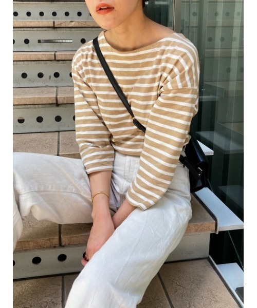 MOUSSY(マウジー)の「BOAT NECK LOOSE トップス(Tシャツ/カットソー・レディース・ベージュ系その他/ブルー系その他3/ホワイト系その他・FREE)」の20枚目の写真