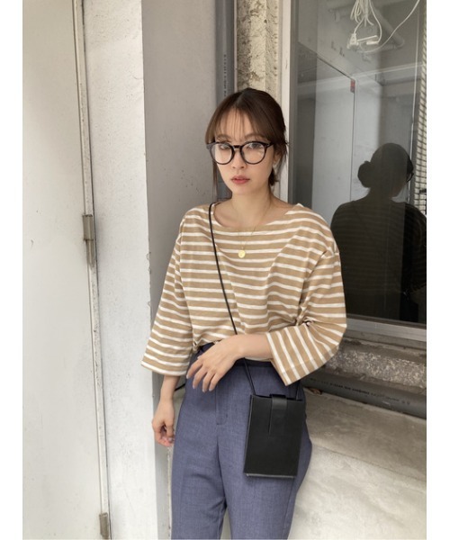 MOUSSY(マウジー)の「BOAT NECK LOOSE トップス(Tシャツ/カットソー・レディース・ベージュ系その他/ブルー系その他3/ホワイト系その他・FREE)」の21枚目の写真
