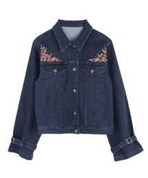 axes femme | 花刺繍ストレッチデニムＪＫＴ(デニムジャケット)