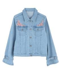 axes femme | 花刺繍ストレッチデニムＪＫＴ(デニムジャケット)