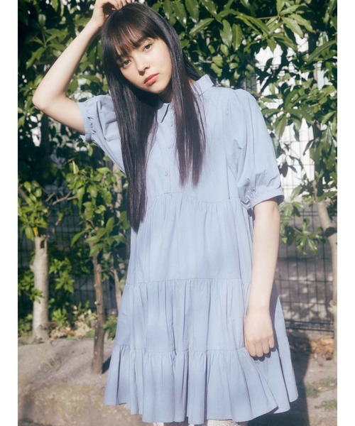 merry jenny（メリージェニー）の「パフスリーブギャザーミニワンピース（ワンピース・レディース・オフホワイト/ブラック/ブルー・FREE）」の21枚目の写真