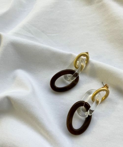 Auntie Rosa Holiday（アンティローザホリデー）の「クリアチェーンピアス（ピアス（両耳用）・レディース・ナチュラル/ブラック・FREE）」の4枚目の写真