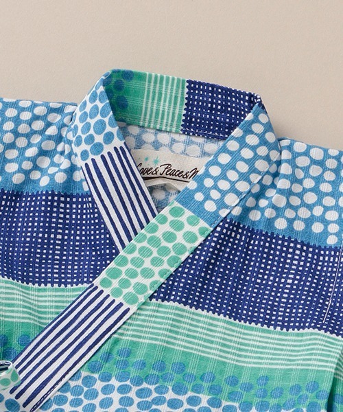 Love&Peace&Money（ラブアンドピースアンドマネー）の「シマドット甚平オール（ロンパース・キッズ・ブルー・70-80cm）」の4枚目の写真