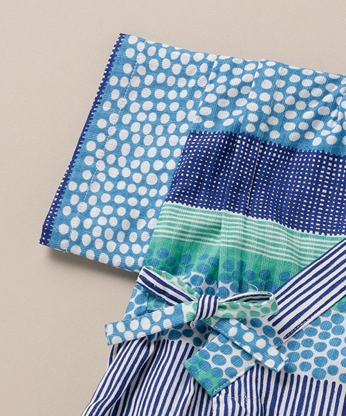 Love&Peace&Money（ラブアンドピースアンドマネー）の「シマドット甚平オール（ロンパース・キッズ・ブルー・70-80cm）」の5枚目の写真