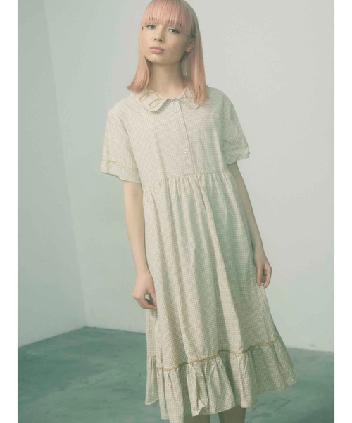 merry jenny（メリージェニー）の「くるくるパイピングカラーワンピース（ワンピース・レディース・ブラック/グリーン/ベージュ・FREE）」の4枚目の写真