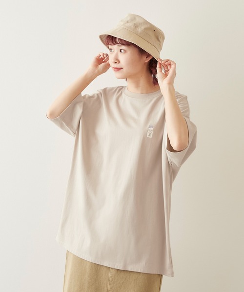 timecapsule（タイムカプセル）の「【timecapsule】「Oishi Gyunyu Nomitai」プリント半袖ビッグTシャツ（Tシャツ/カットソー・レディース・ホワイト/モカ/ベージュ系その他/ライトベージュ・FREE）」の11枚目の写真