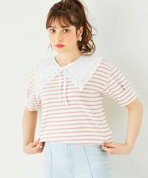 MAJESTIC LEGON | 2way襟ボーダートップス(Tシャツ/カットソー)