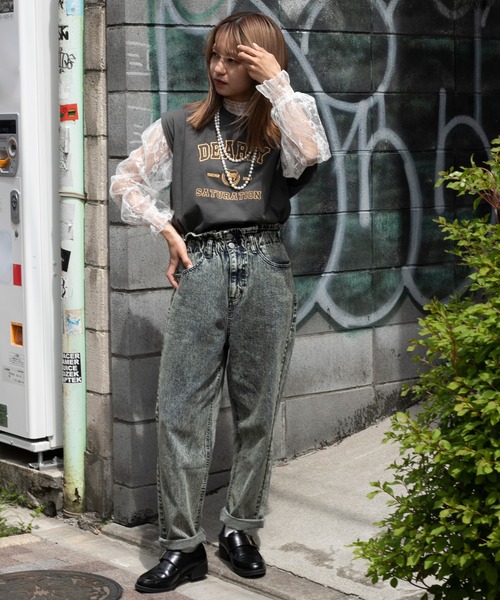 kutir（クティール）の「カレッジロゴ刺繍ノースリーブ（Tシャツ/カットソー・レディース・チャコールグレー/オフホワイト/オレンジ/グリーン・FREE）」の17枚目の写真