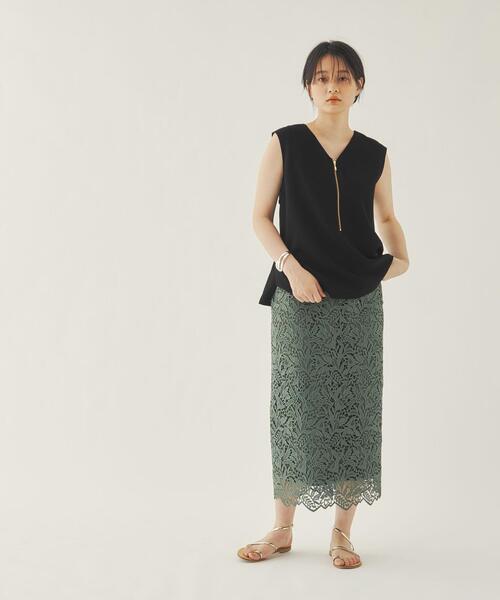 2way Zip Emmel Zip Refines ノースリーブ ノースリーブ Refines エメルリファインズ のファッション シャツ ブラウス 手洗い可能 ブラウス シャツ ブラウス Emmel