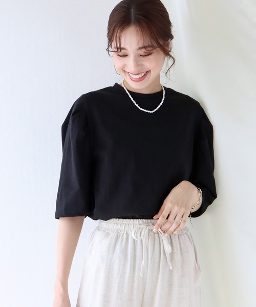 BLUEEAST（ブルーイースト）の「5分袖パフスリーブTシャツ（Tシャツ/カットソー・レディース・ブルー/オフホワイト/グリーン/ブラック・MEDIUM）」の3枚目の写真