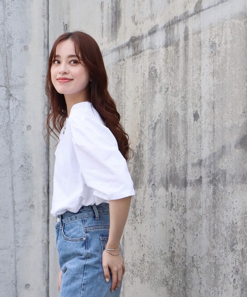 BLUEEAST（ブルーイースト）の「5分袖パフスリーブTシャツ（Tシャツ/カットソー・レディース・ブルー/オフホワイト/グリーン/ブラック・MEDIUM）」の8枚目の写真