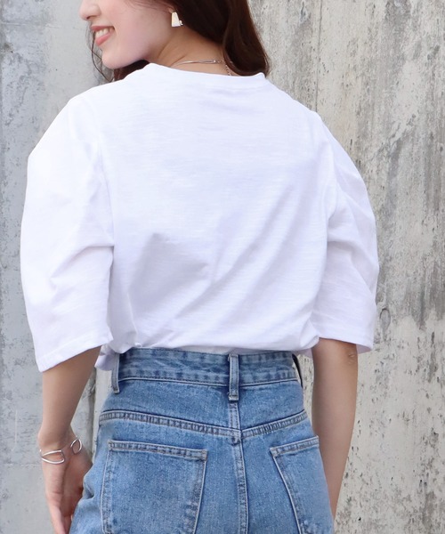 BLUEEAST（ブルーイースト）の「5分袖パフスリーブTシャツ（Tシャツ/カットソー・レディース・ブルー/オフホワイト/グリーン/ブラック・MEDIUM）」の9枚目の写真