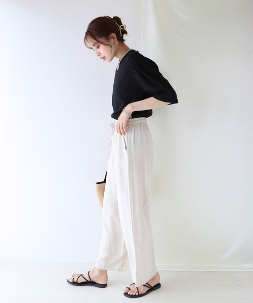 BLUEEAST（ブルーイースト）の「5分袖パフスリーブTシャツ（Tシャツ/カットソー・レディース・ブルー/オフホワイト/グリーン/ブラック・MEDIUM）」の15枚目の写真