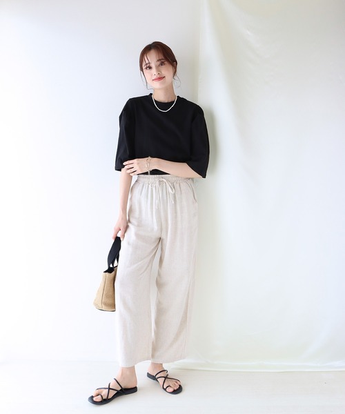 BLUEEAST（ブルーイースト）の「5分袖パフスリーブTシャツ（Tシャツ/カットソー・レディース・ブルー/オフホワイト/グリーン/ブラック・MEDIUM）」の12枚目の写真