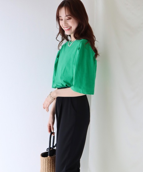 BLUEEAST（ブルーイースト）の「5分袖パフスリーブTシャツ（Tシャツ/カットソー・レディース・ブルー/オフホワイト/グリーン/ブラック・MEDIUM）」の18枚目の写真