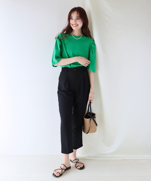 BLUEEAST（ブルーイースト）の「5分袖パフスリーブTシャツ（Tシャツ/カットソー・レディース・ブルー/オフホワイト/グリーン/ブラック・MEDIUM）」の19枚目の写真