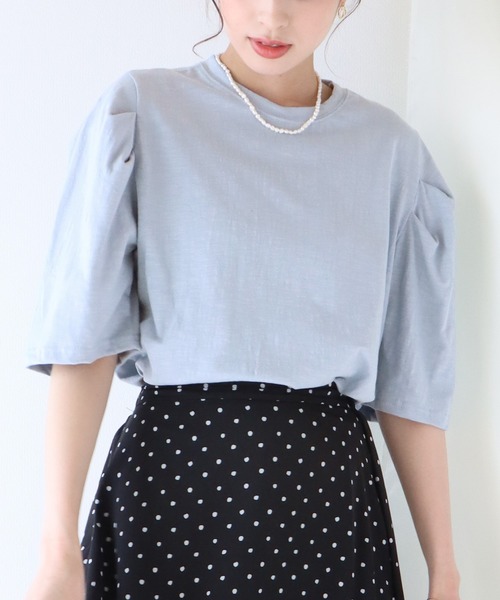 BLUEEAST（ブルーイースト）の「5分袖パフスリーブTシャツ（Tシャツ/カットソー・レディース・ブルー/オフホワイト/グリーン/ブラック・MEDIUM）」の20枚目の写真