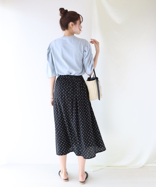 BLUEEAST（ブルーイースト）の「5分袖パフスリーブTシャツ（Tシャツ/カットソー・レディース・ブルー/オフホワイト/グリーン/ブラック・MEDIUM）」の21枚目の写真