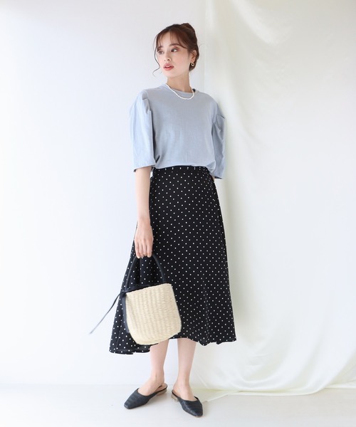 BLUEEAST（ブルーイースト）の「5分袖パフスリーブTシャツ（Tシャツ/カットソー・レディース・ブルー/オフホワイト/グリーン/ブラック・MEDIUM）」の22枚目の写真