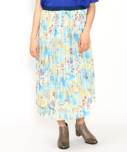 AS KNOW AS de base（アズノゥアズドゥバズ）の「ストーリーを読むプリーツスカート（スカート・レディース・ブルー系その他/グリーン系その他・FREE）」の2枚目の写真