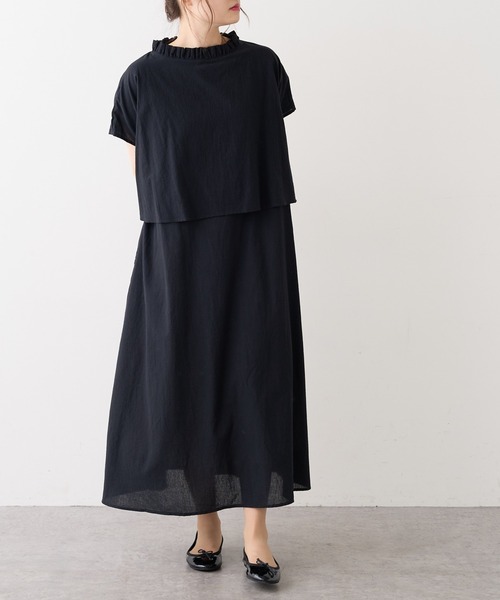 PUAL CE CIN（ピュアルセシン）の「【Du noir】綿／コットンローンワンピース（ワンピース・レディース・ホワイト/ブラック・FREE）」の2枚目の写真