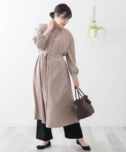 RECLY 2WAY オールシーズン長袖 ベルト付きシャツワンピース RECLY 2WAY オールシーズン長袖 ベルト付きシャツワンピース