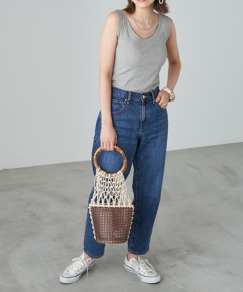 Chaco closet（チャコ クローゼット）の「ストレスフリーリブラウンドネックタンクトップ（タンクトップ・レディース・ブラック/ベージュ/ホワイト/グレー・FREE）」の9枚目の写真