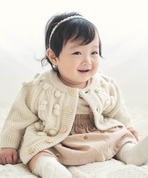 apres les cours（アプレレクール）の「/ぽんぽんベビーカーディガン（その他ベビーウェア・キッズ・アイボリー/ミント・80/70）」の2枚目の写真