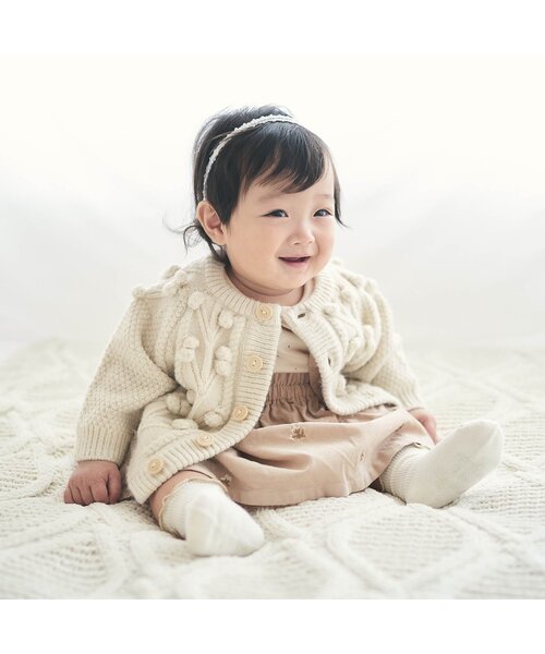apres les cours（アプレレクール）の「/ぽんぽんベビーカーディガン（その他ベビーウェア・キッズ・アイボリー/ミント・80/70）」の3枚目の写真