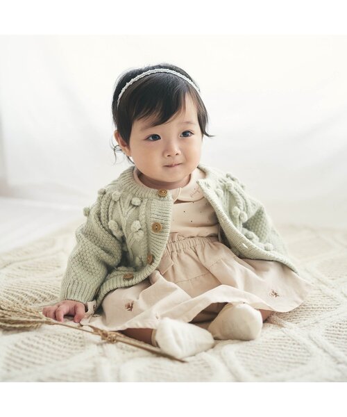 apres les cours（アプレレクール）の「/ぽんぽんベビーカーディガン（その他ベビーウェア・キッズ・アイボリー/ミント・80/70）」の4枚目の写真