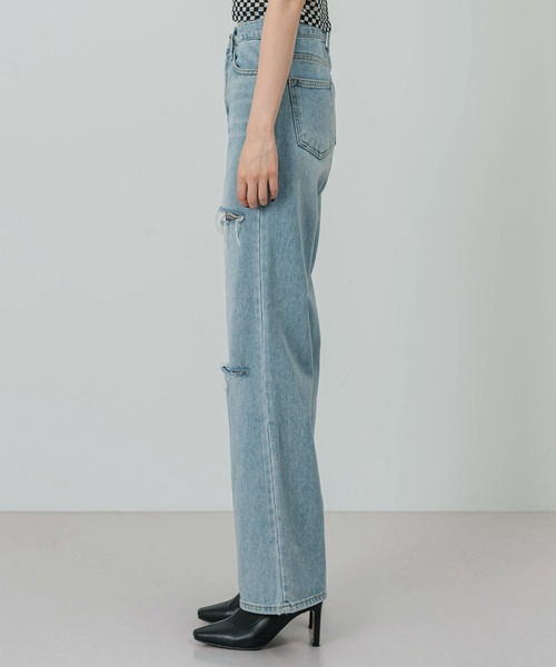 FOLLOWIN（フォロウィン）の「ハイウエストスリーカッティングデニムパンツ（デニムパンツ・レディース・ブラック/ブルー・SMALL/MEDIUM/LARGE）」の20枚目の写真