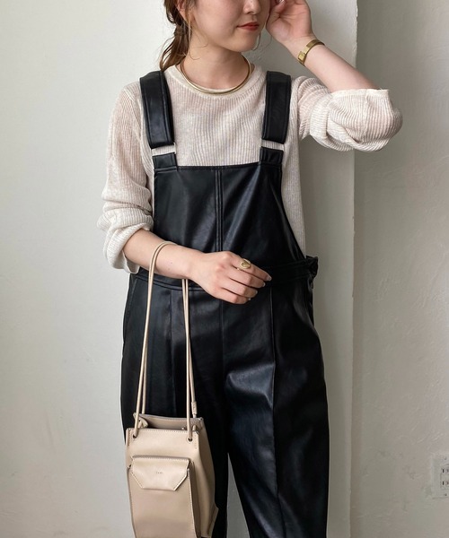 CAPRICIEUX LE'MAGE（カプリシューレマージュ）の「エコレザーサロペット（サロペット/オーバーオール・レディース・オフホワイト/ブラック・FREE）」の21枚目の写真